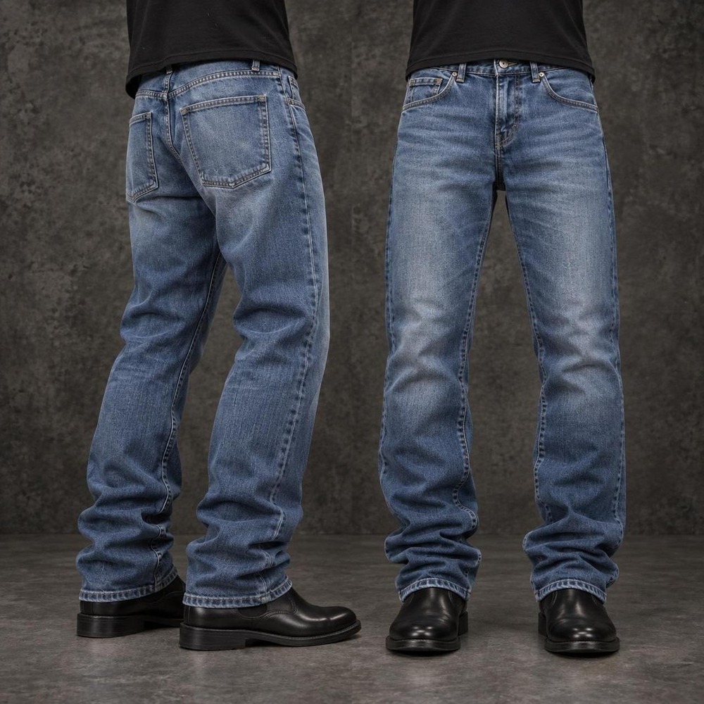 34x30 Faded Blue Slim Stacked Straight Jeans Y2K